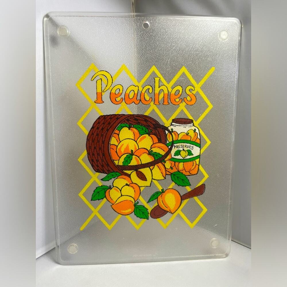 Retro Cutting‎ Board with Basket of Peaches & Preserves EUC